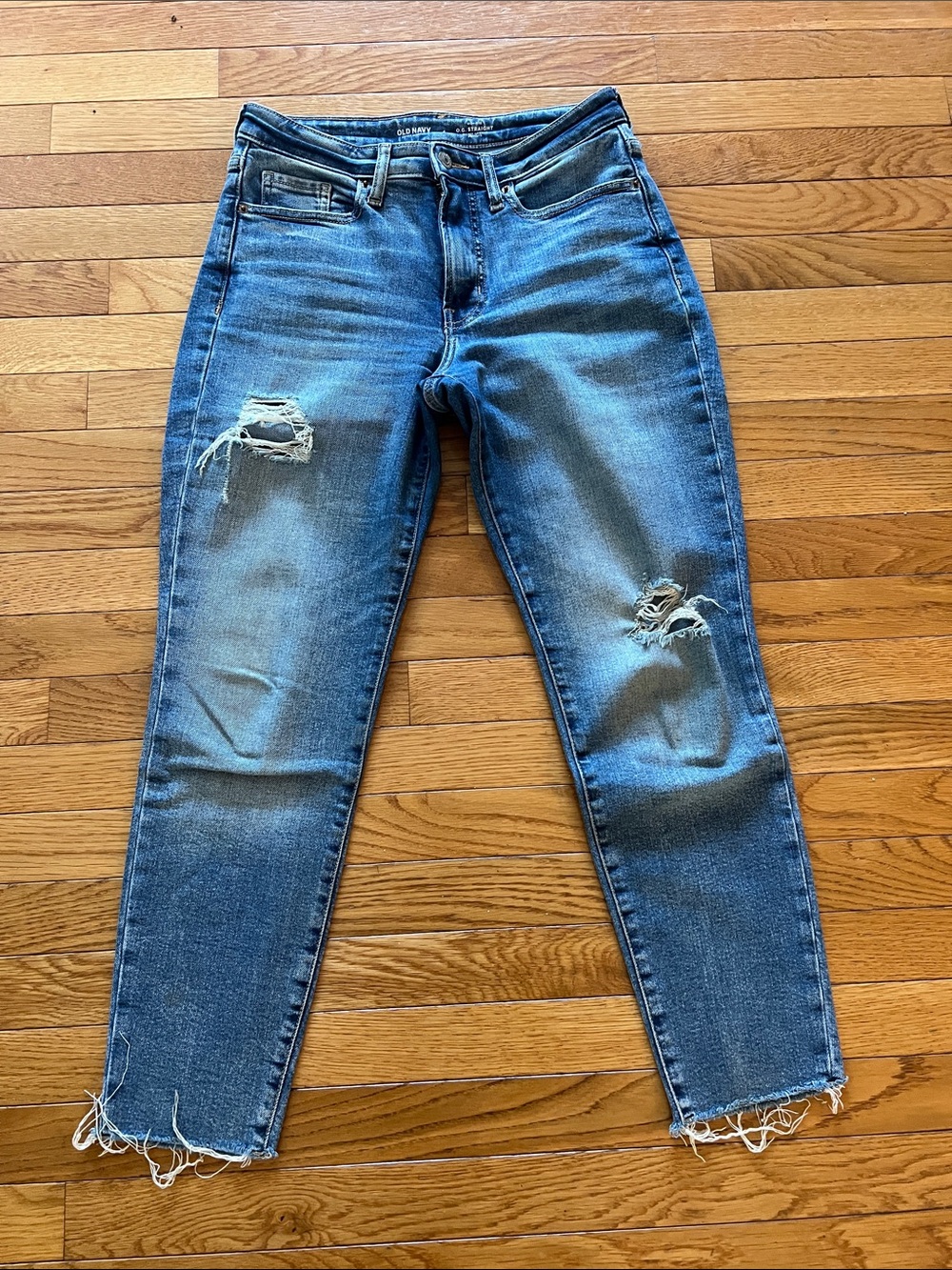 Old Navy Blue Distressed Ankle Jeans